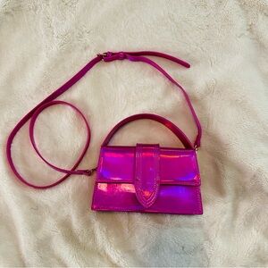 Hot Pink Iridescent Top Handle Crossbody Bag